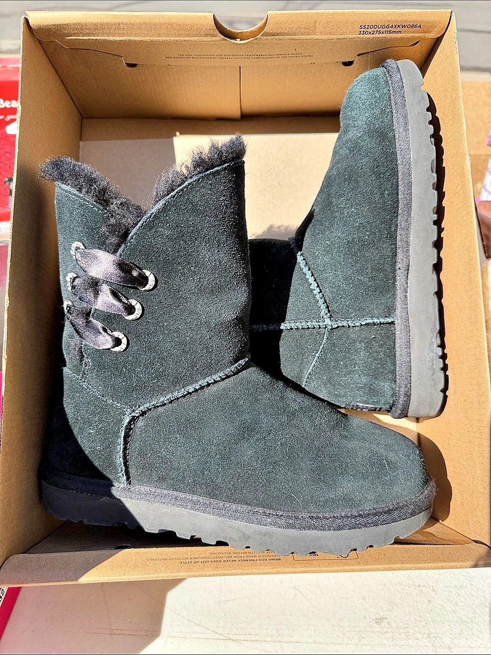 UGG Mini Bailey Bow II Suede Winter Boots in black